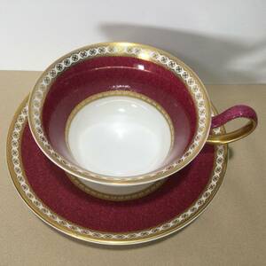  WEDGWOOD ◆ ウェッジウッド / ユーランダー パウダー ルビー 赤◆金彩 / カップ&ソーサー【美品】希少