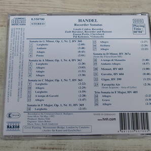 CD / Handel;Recorder Sonatas / George Frideric Handel、 Zsuzsa Pertis /『D18』/ 中古の画像2