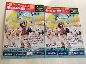 六甲山スノーパーク　入園料金500円割引券　2枚組　４人迄入場可　最大2000円割引