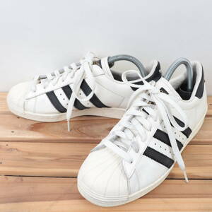 z8556 アディダス スーパースター 80S 金ベロ US7 1/2 25.5cm/白 ホワイト 黒 ブラック adidas SUPERSTAR 80S メンズ スニーカー 中古