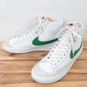 z8604 ナイキ ブレーザー ミッド US7 25.0cm/白 ホワイト 緑 グリーン ライトグレー NIKE BLAZER MID メンズ ユニセックス スニーカー 中古