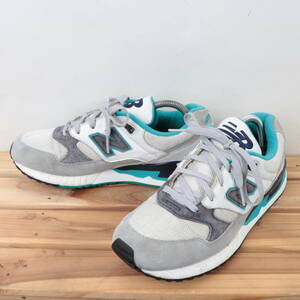 z8784【530】ニューバランス US9.5 27.5cm/白 ホワイト グレー ライトブルー newbalance メンズ スニーカー 中古