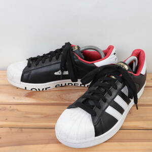 z8855 アディダス スーパースター US8 1/2 26.5cm/黒 ブラック 白 ホワイト 赤 レッド adidas SUPERSTAR メンズ スニーカー 中古