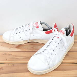 z9057 アディダス スタンスミス US9 1/2 27.5cm/白 ホワイト 赤 レッド adidas STANSMITH メンズ スニーカー 中古