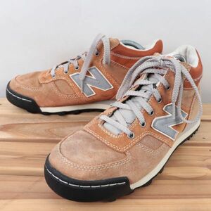 z8586【710】ニューバランス ミッド US8 26.0cm/茶 ブラウン 灰 グレー系 MID newbalance メンズ スニーカー 中古