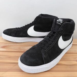 z8757 ナイキ SB ズーム ブレーザー ミッド US9 27.0cm/黒 ブラック 白 ホワイト NIKE SB ZOOM BLAZER MID メンズ スニーカー 中古