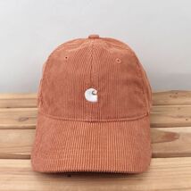 chc1【美品】カーハート 茶 ブラウン系 コーデュロイ Carhartt WIP ワンポイント キャップ CAP 帽子 ブランド 中古 古着 正規品_画像2