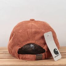 chc1【美品】カーハート 茶 ブラウン系 コーデュロイ Carhartt WIP ワンポイント キャップ CAP 帽子 ブランド 中古 古着 正規品_画像4