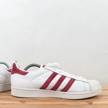 z9035 アディダス スーパースター US9 1/2 27.5cm/白 ホワイト 赤 エンジ系 adidas SUPERSTAR メンズ スニーカー 中古_画像5