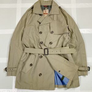 希少 美品 BARACUTA バラクータ トレンチコート ベルト付き ビジネス フォーマル ダブルブレスト 大きいサイズ 42サイズ ベージュ 機能性