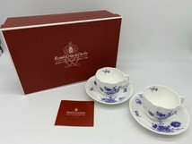 F4-789 未使用・保管品 ロイヤルクラウンダービー Royal Crown Derby ポジーブルー POSBLUTCTS ティーカップ＆ソーサー 2客揃_画像1