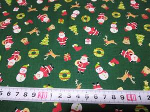 ☆クリスマス・サンタ・トナカイ・雪だるまなど・緑☆１１０×４８センチ☆