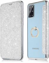 送料無料 Galaxy S22 Ultra 5G ケース キラキラ リング クリア 手帳型 6.8インチ Samsung シルバー ギャラクシー 透明ケース スタンド_画像2