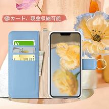 送料無料 MAGICASE iPhone 14 Pro ケース 手帳型ケース チェック柄 ブルー リング付きケース カード収納 全面保護 衝撃吸収 スマホケース_画像4