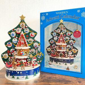 WOODEN クリスマス アドベントカレンダー 木製 おもちゃ インテリア オーナメント 24個 高さ56cm