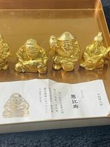 M- 縁起物 【 七福神 人形 7体 セット】金メッキ 鋳物製 ミニサイズ 恵比寿 大黒 毘沙門天 寿老人 布袋 袋寿 弁財天 オブジェ 和風 _画像6