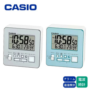 カシオ 電波時計 置時計 デジタル 温度 湿度計測 アラーム 卓上 目覚まし時計 スヌーズ機能 CASIO DQD-805J-2JF 水色 DQD-805J-8JF 銀色