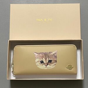 ポール&ジョー ラウンドファスナー長財布 ヌネット 牛革 猫 ねこ