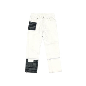 【送料無料】激レア イタリア製 HELMUT LANG 2003SS VINTAGE BROKEN DENIM ラバーテープ ホワイトデニムパンツ vintage 本人期