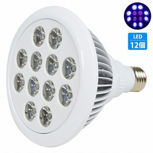 【送料無料】アクアリウム 電球 12LED 青8/紫外線4 水槽 用 24W スポット ライト E26 照明 交換 植物育成 水草 サンゴ 熱帯魚 照射角90度