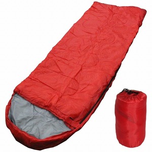 【送料無料】 フード付き 封筒型 寝袋 シュラフ 一人用 ワイドサイズ 1人用 レッド/赤 シングル 長方形 収納 キャンプ アウトドア