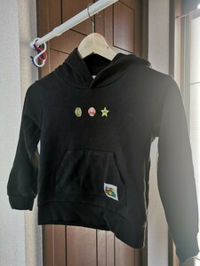 【Used】スーパーマリオ　パーカー 黒 130cm 子供服　