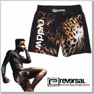 リバーサル reversal LEOPARD FIGHT SHORTS（SHORT LENGTH / NO POCKET）rv23aw603-LP(レオパード)-M ファイトショーツ