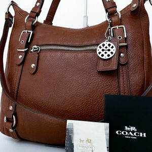 1円【入手困難品■定価10万】COACH コーチ 2way チャーム A4 ビジネス バッグ トート レザー メンズ レディース 大容量 ブラウン 茶色