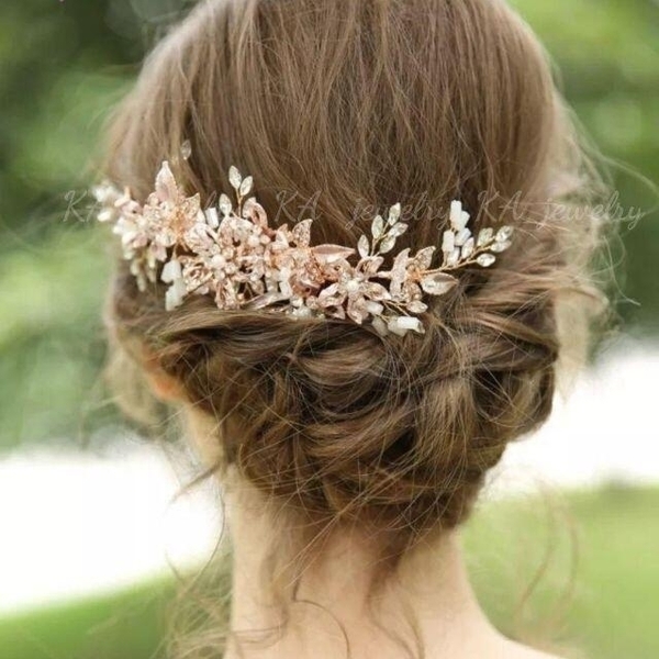 ローズゴールド ヘッドドレス ウェディング ピンク 結婚式 ヘアアクセサリー 髪飾り ブライダルアクセサリー ウェディング アクセサリー