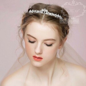  Tiara head dress u Eddie ng wedding wedding hair accessory wedding silver low . wedding accessory bride . type 