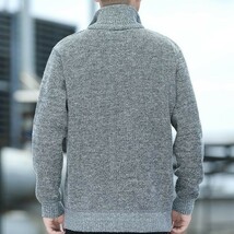 t18【 M グレー 】 裏起毛 セーター メンズ 服 ニット ジップアップ 裏フリース ブルゾン ハーフジップ ゴルフウェア 40代 50代 60代_画像4