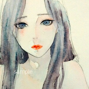 肉筆原画　ドローイング　水彩画　オリジナル　美人画　絵画　ヌード　手描きイラスト　裸婦画　グラビア　A4強　@mucica