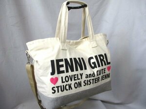 【P422】SISTER JENNI/シスタージェニィ◇2way 大型大容量トートバッグ　コットン　IV　W46cm