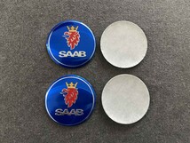 サーブ SAAB ホイール センターキャップシール 56.5ｍｍ 4枚セット アルミ製 カーステッカー 自動車 ●317番_画像3