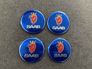 サーブ SAAB ホイール センターキャップシール 56.5ｍｍ 4枚セット アルミ製 カーステッカー 自動車 ●317番