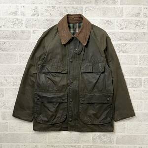 80s Barbour 4つポケ ビデイル 2クラウン サイズ36 セージ YKK棒ジップ 黒スナップボタン 英国製