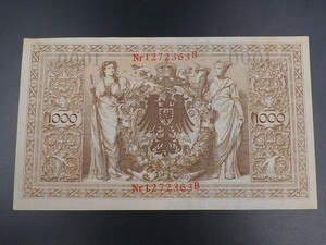未使用 大きな旧紙幣 ヨーロッパ ドイツ 1910年 1000マルク 美人 美女