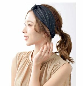 神戸　ヴァンテーヌ ストライプ柄ナチュラルターバンヘアバンド ヘアターバン シンプル ヘアバンド クロス 