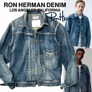 【RON HERMAN DENIM】Vintage Denim Jacket 1st Safari掲載 定価6.1万 ロンハーマン インディゴデニムジャケット ファーストモデル 日本製 