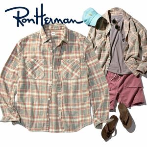 【Ron Herman】インにアウトに着回し◎!!RHC ロンハーマン 定価2.9万 Safari掲載 ヴィンテージ加工 チェックシャツ ワークシャツ 日本製