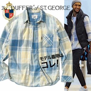 【The DUFFER of St.GEORGE】Safari掲載◎!!ダファーオブセントジョージ サンドブラスト加工 インディゴボタンダウンシャツ チェックシャツ