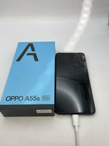 （KT060005）【爆速発送・土日発送可】OPPO A55s 5G 利用制限◯ 1円スタート アンドロイド ブラック【キャリア・SoftBank】