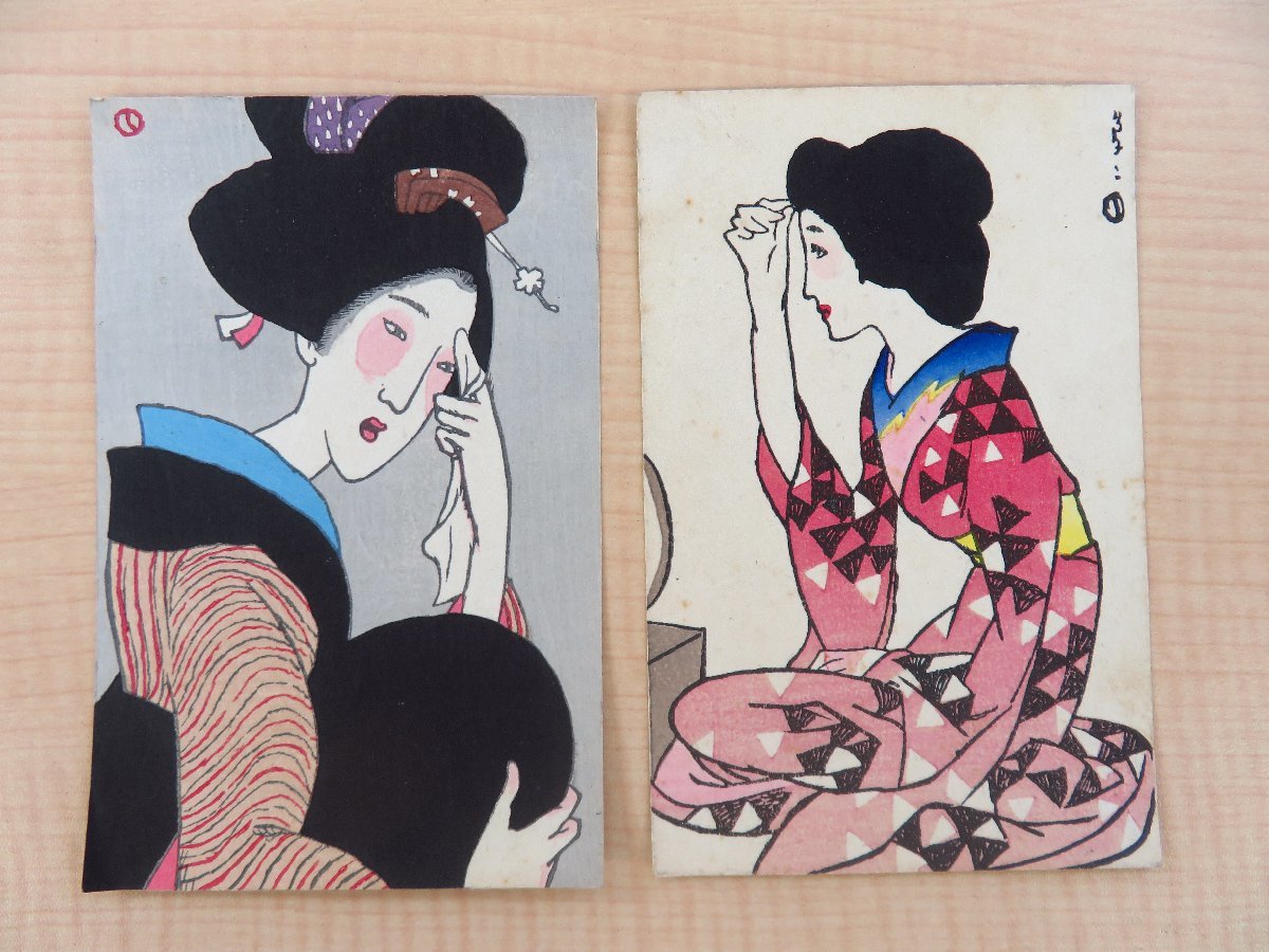 Yumeji Takehisa 2 gravures sur bois de main courante (authenticité garantie) Gravures sur bois incluses dans Roji no Hosomichi (1919), peinture, Ukiyo-e, imprimer, Peinture de belle femme