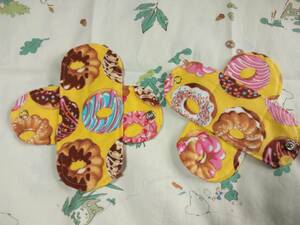  hand made * cotton liner 2 sheets flannel yellow color doughnuts fabric napkin pantyliner light time 