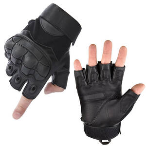 サバゲー グローブ 指なし ハーフフィンガー タクティカルグローブ サイクリング バイク BMX 手袋 (ブラックXLサイズ)