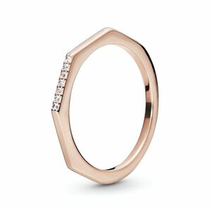2日まで！新品同様 Pandora マルチフェイスドリング ピンクゴールド ダイヤモンドデザイン 50 （約10号）プレゼント