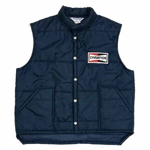 90s【Swingster】”Champion Spark Plug” ナイロン 中綿ベスト size L USA製/スウィングスター チャンピオンスパークプラグ レーシング80s