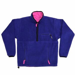 90s【Patagonia】グリセードプルオーバー size M USA製 ブルーパープル×ピンク/パタゴニア ナイロン フリース リバーシブル 80s