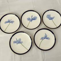 香蘭社 シクラメン 銘々皿揃 5皿　和食器 小皿 ブルー_画像2