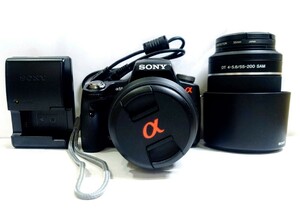 Y-40128N ソニー Sony α55 SLT-A55V DT 18-55mm F3.5-5.6 SAM 4-5.6/55-200 SAM カメラ カメラレンズ 通電確認済 中古品 現状品